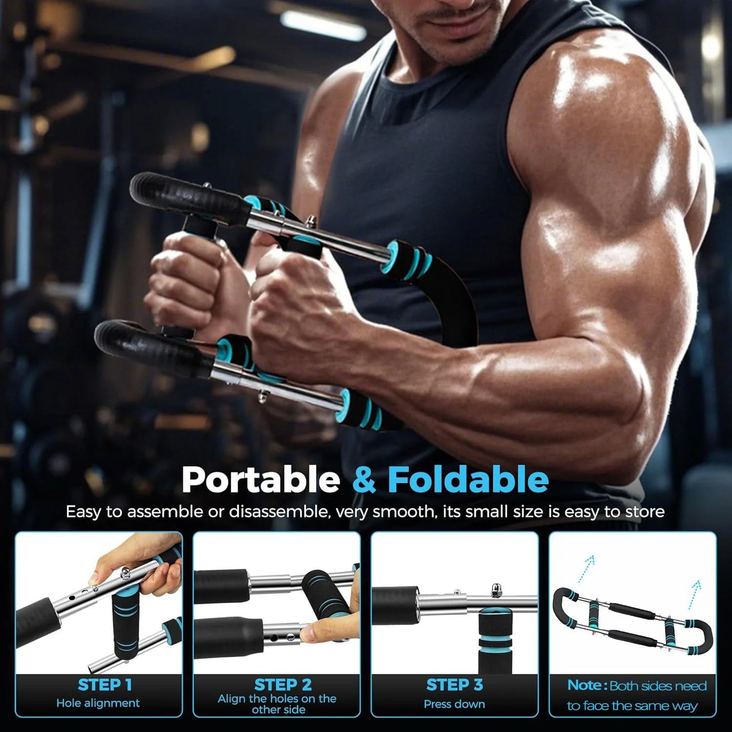 Twister Arm Trainer,Adjustable Chest Workout Equipment,Twister Arm Exerciser for Men,Grip Strength Trainer,Portable Fitness Equipment for Home